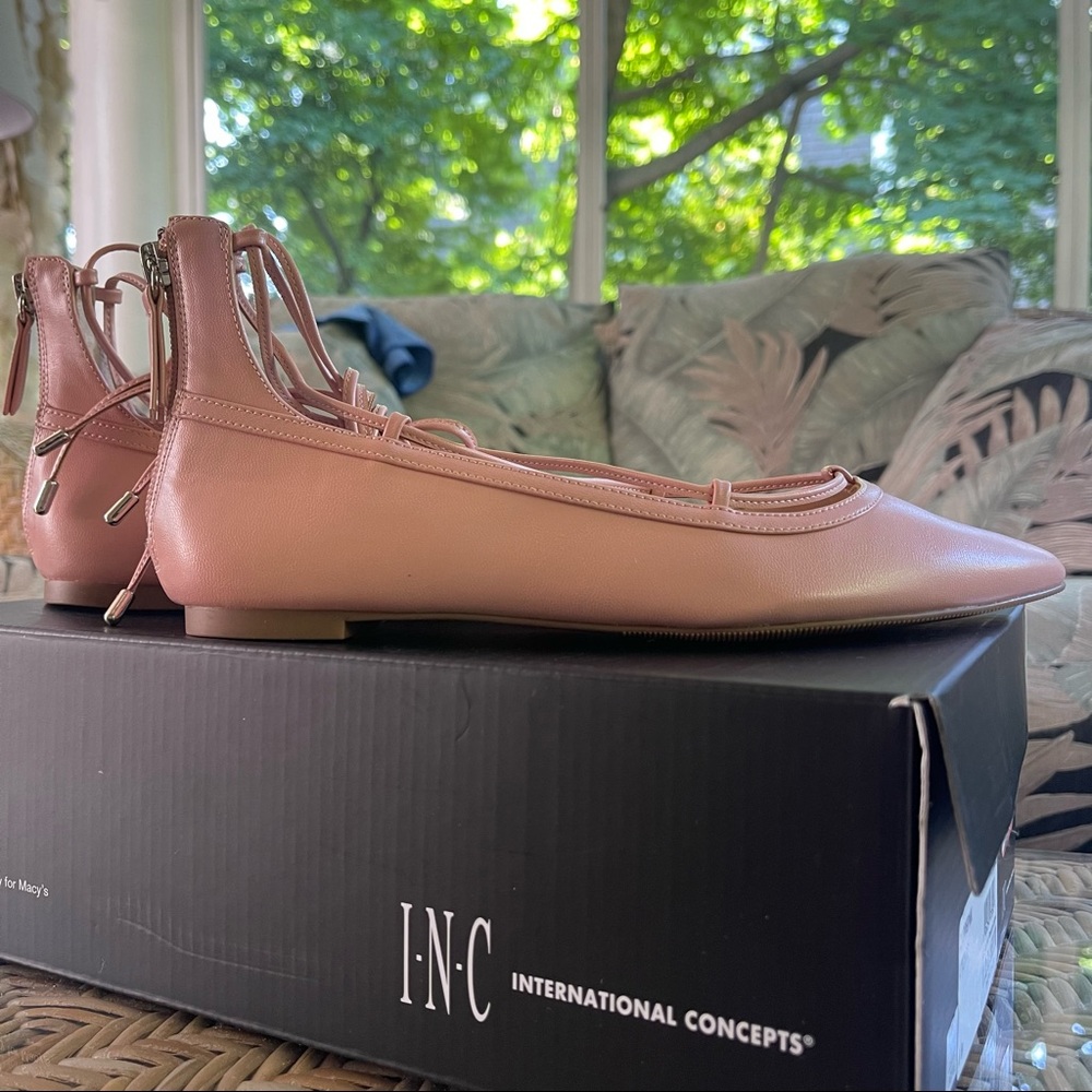 🩰 INC International Concepts: Women’s Zadde Closed Toe Ankle Wrap, Pink, Size 8